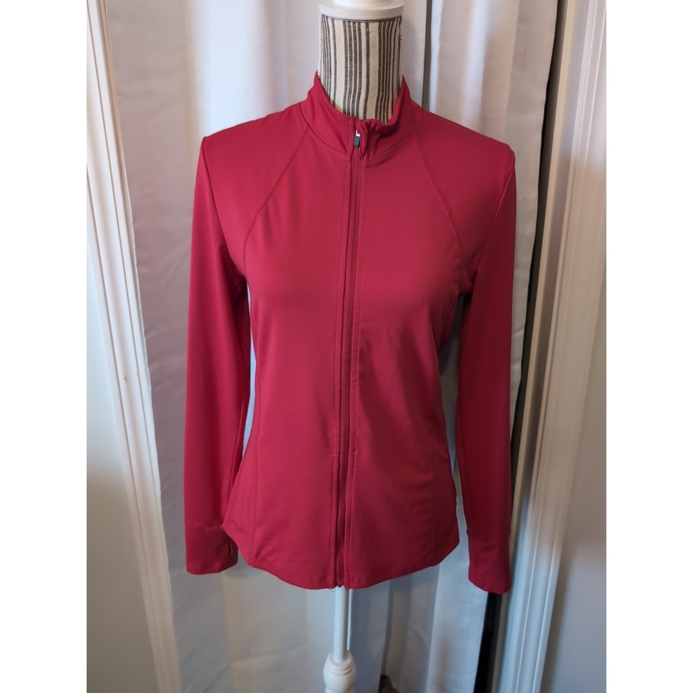 Cool‎ Run Women's Red Front Zip Jacket With Thumb Holes Size Small
